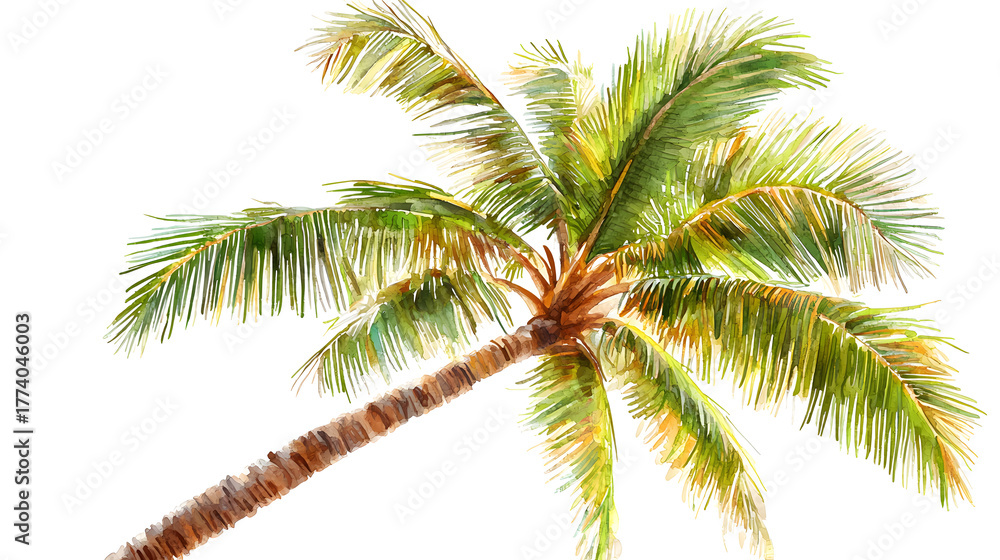 Naklejka premium Exotic beach palm illustration isolated on transparent background