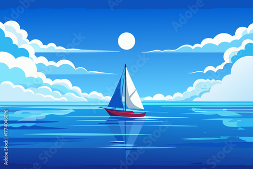 Sailboat under moonlight sky