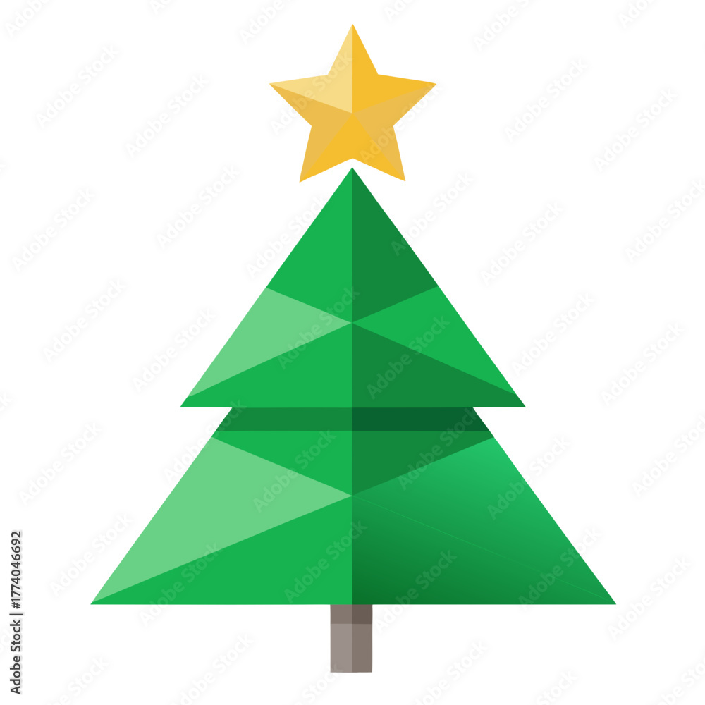 Fototapeta premium Stylized christmas tree with star icon vector illustration graphic design