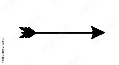 Thick black arrow icon with traditional fletching design