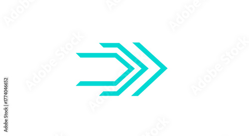 Three cyan speed arrows icon on white background