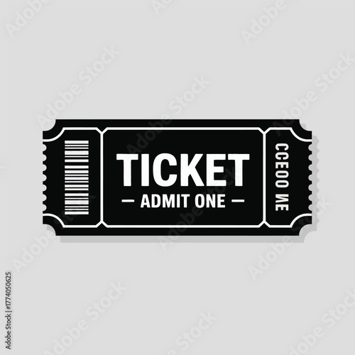 Classic black and white admit one ticket design for events and entertainment
