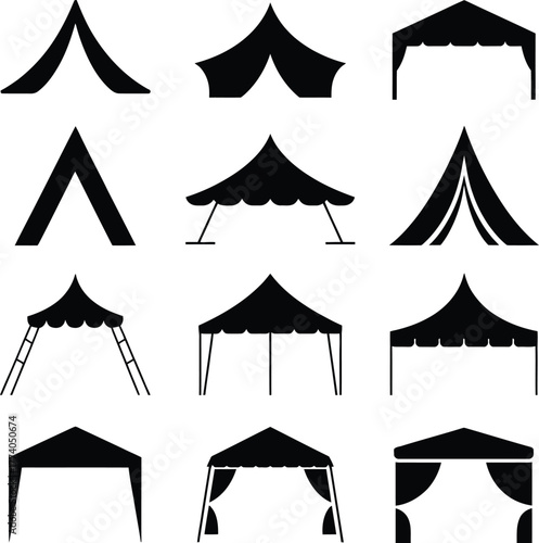 Collection of silhouette tent designs for events outdoor gatherings parties and exhibitions