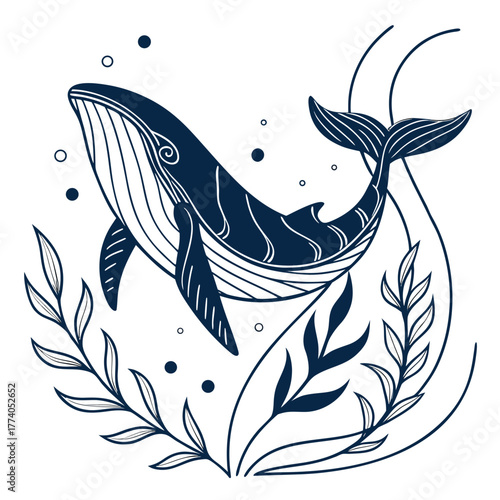 Whale Swimming in Ocean