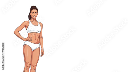 Confident and Athletic Woman Displaying Toned Physique in Sportswear, Representing Health and Wellness Journey