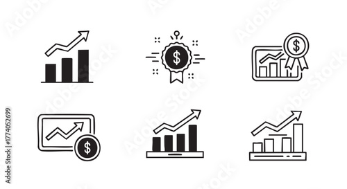 Doodle style growing financial graph showing increasing business profit income