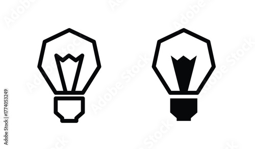 Outline and filled light bulb icons isolated on white background