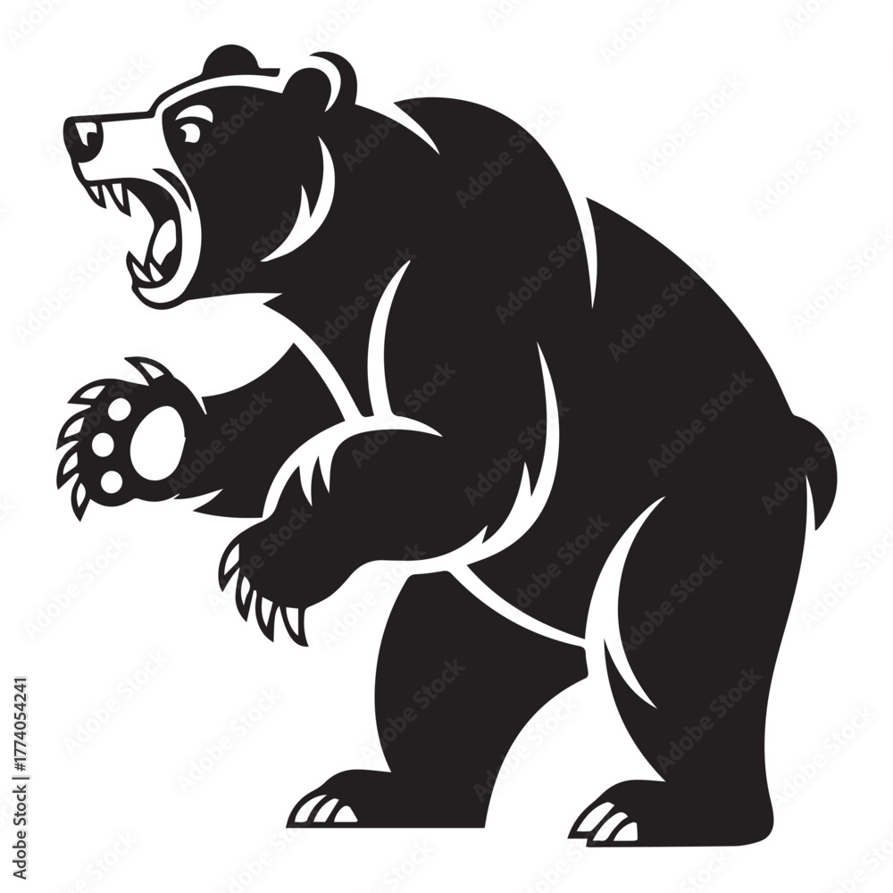 Fototapeta premium Angry bear growling isolated on white background