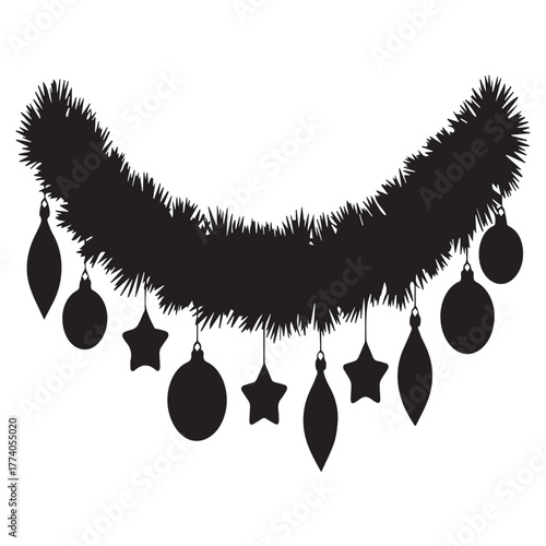 Christmas garland silhouette isolated on white background vector