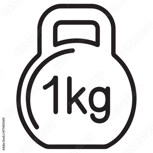 One kilogram kettlebell isolated on white background