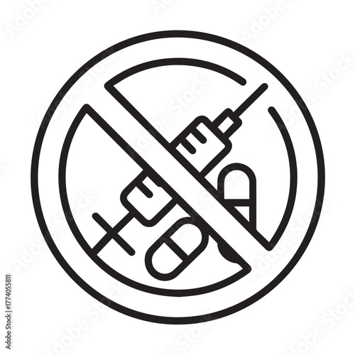 Stop drugs sign isolated on white background, no drugs allowed concept