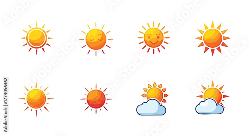 Abstract Sun Graphic Element with Red Orange Rays and Warmth