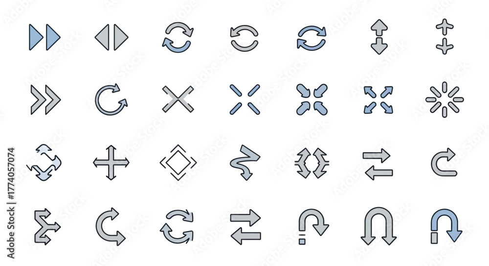 Obraz premium Directional Symbol Icons Set Arrows and Navigation Elements on a Clean White Background