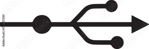 Modern minimalist usb logo with geometric arrow circle and square elements