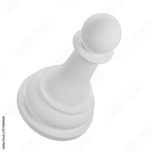 3D White chess pawn piece icon, 3D Illustration. Mockup template. 3D Rendering