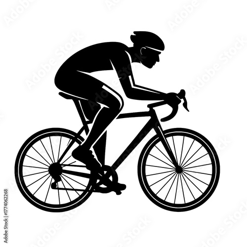 Cyclist riding bicycle black and white vector illustration

 

 
