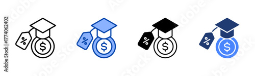 Student Loan icon set multiple style collection