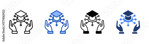 Education Technology icon set multiple style collection