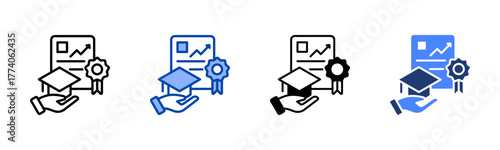 Graduation icon set multiple style collection