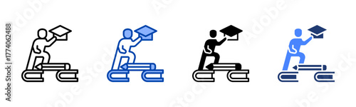 Learning icon set multiple style collection