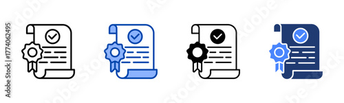 Accreditation icon set multiple style collection