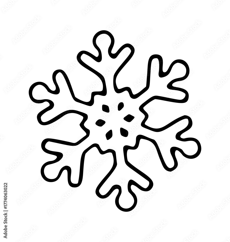 Obraz premium snowflake icon doodle hand drawn. Outline line drawing clipart symbol. Vector illustration