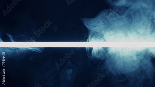 Colored neon light with smoke