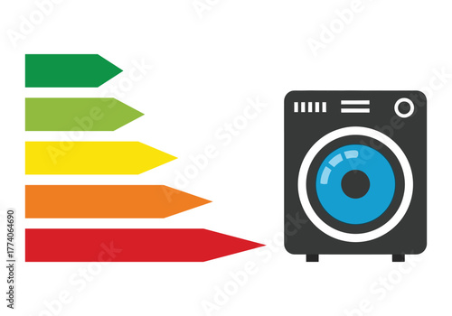 Energy Efficiency Washing Machine Illustration.