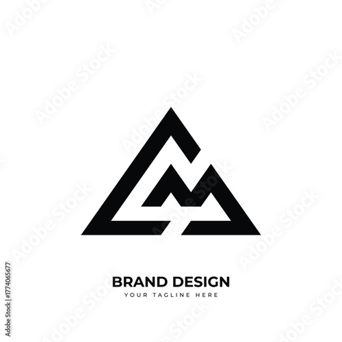 Letter Cm or Mc minimal triangle creative logo
