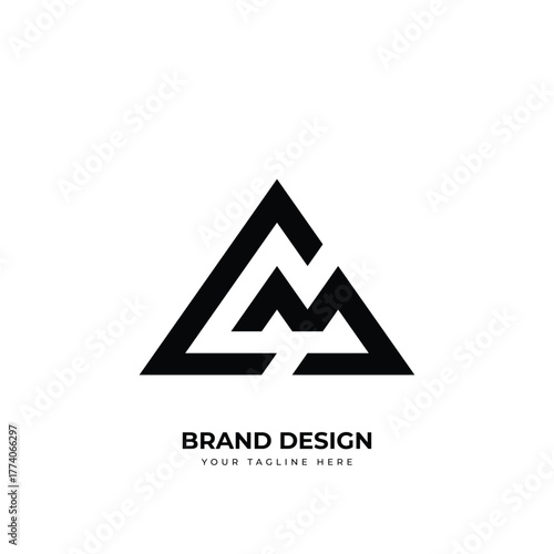 Letter Cm or Mc minimal triangle modern logo