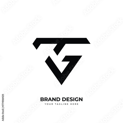 Letter Tg or Gt minimal simple monogram logo