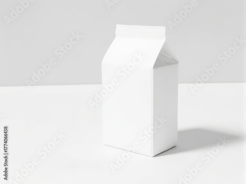Empty Pure White Milk Carton Beverage Packaging Mockup Isolated