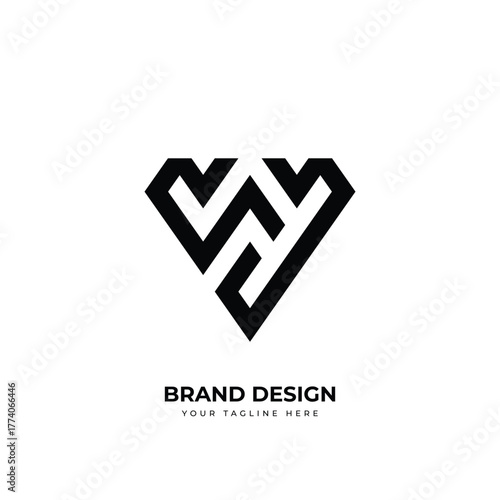 Letter Wd or Dw minimal simple creative logo