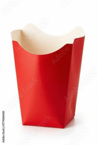 Empty Red Fast Food French Fry Carton Container Isolated
