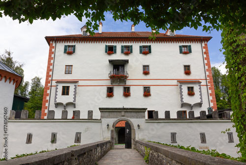 Facade and entrance of Sneznik castle, Slovenia, today a national museum