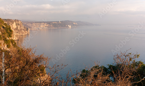 Duino Cliffs at sunset, on the Trieste coast in the northern Adriatic, Italy 