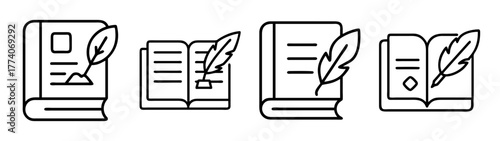 Books and quill pens vector illustration vintage literature writing education study library history