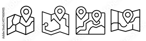 Collection of map pin location marker vector icons for travel destination and navigation design