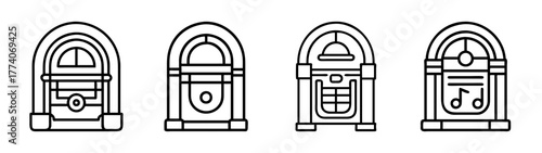 Vintage jukebox vector art collection retro music player outline illustration jukeboxes set design s