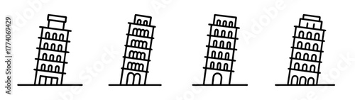 Leaning tower of pisa illustration vector art drawing sketch famous italy landmark architecture travel 