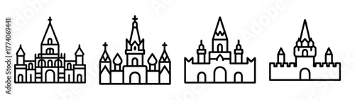 Vector castle silhouette set illustration for fairytale medieval fantasy design and decoration