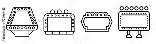 Collection of abstract industrial machine elements vector illustration design outline drawing art