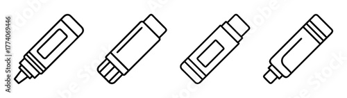 Stock vector illustration of black and white highlighter pen marker set for office and school use