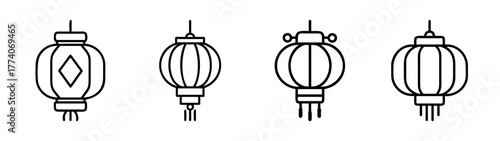 Collection of decorative chinese new year lanterns vector illustration for graphic design and crafts