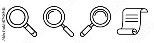 Search magnifying glass icon vector illustration for research and analysis of document list data