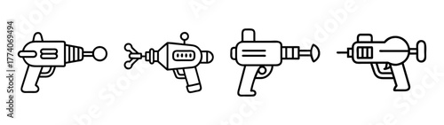 Vintage ray gun collection vector art: retro space blasters, sci fi toy guns, futuristic weapons