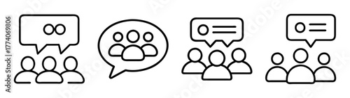Group discussion forum team communication meeting collaboration online conversation concept vector icon
