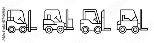 Forklift truck vector icons set material handling equipment warehouse industrial vehicle logistics machinery