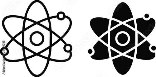 Atomic Energy Icon – Science, Physics, and Nuclear Power Symbol for Technology and Education or Vector Silhouette..eps