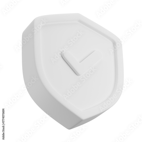 3D White sheild icon, 3D Illustration. Mockup template. 3D Rendering